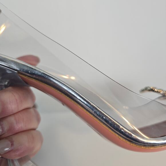 Amina Muaddi Rosie Glass Pump PVC Transparent 95MM Rhinestone Bow 38 SEE - Picture 13 of 16